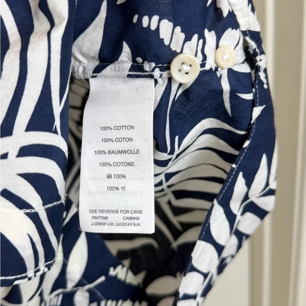 J. Crew men’s Navy and White Leaf Print button down Shirt